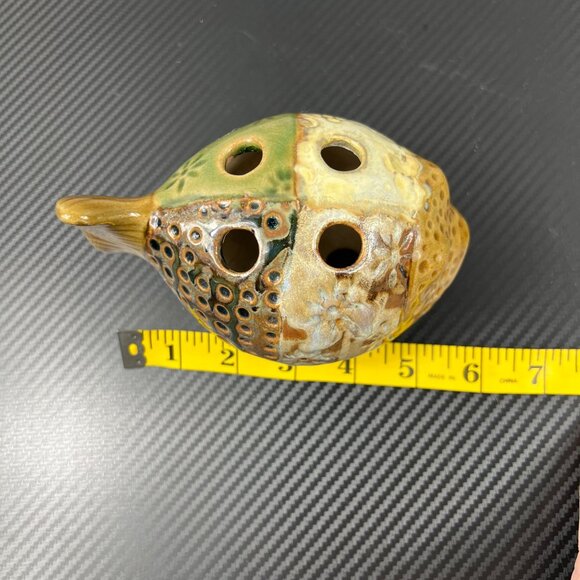 PIER 1 Blowfish Puffer Fish Bathroom Decor Toothbrush Holder Brown Green - Picture 7 of 8